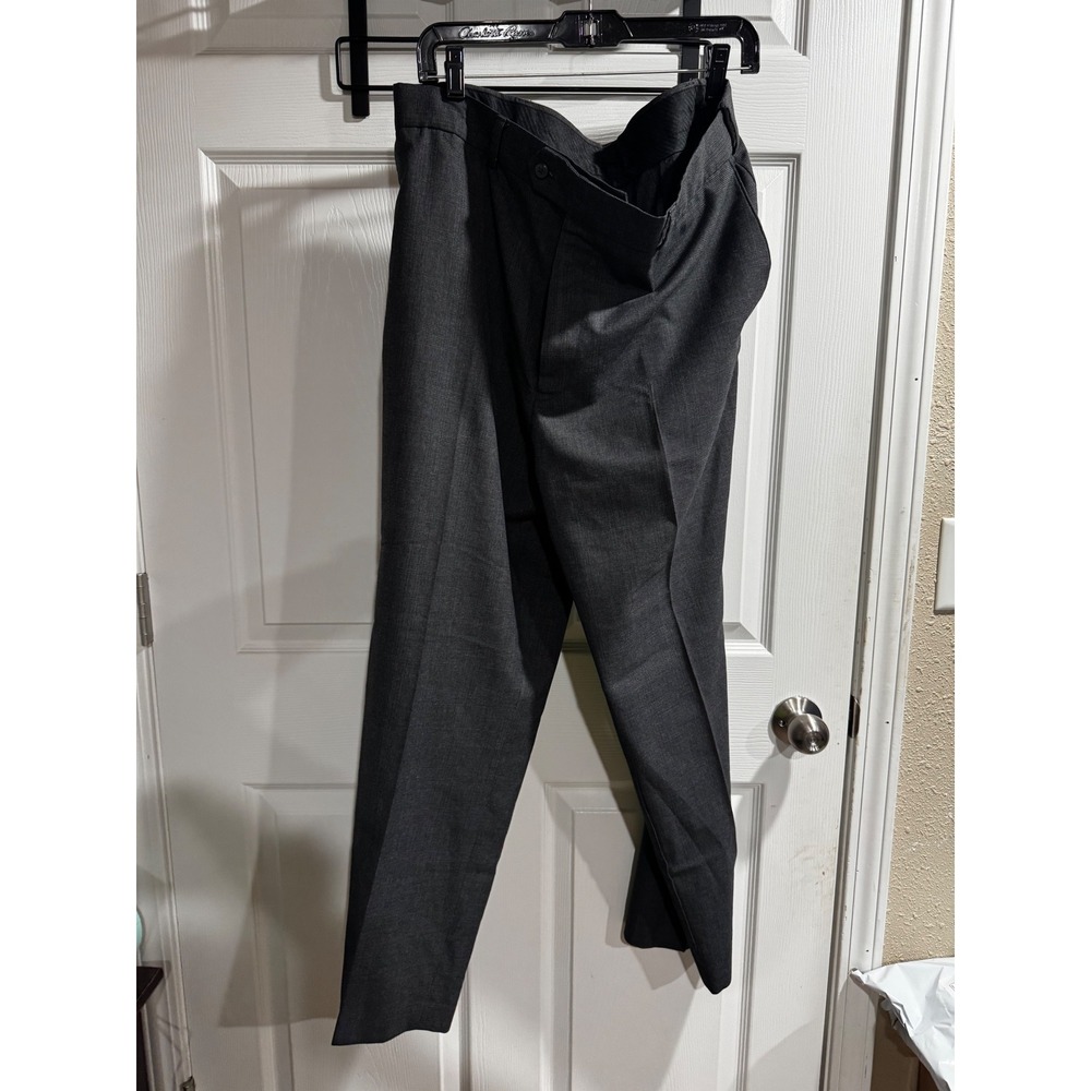 Stafford Essentials Mens Dress Pants 38x30 Charcoal Gray Classic Fit Trousers